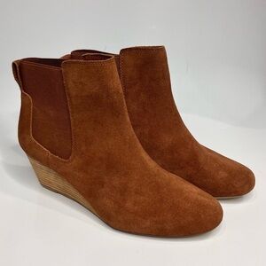 Lands End suede wedge booties size‎ 9